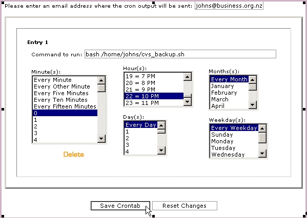 Adding a cron job (Standard mode)